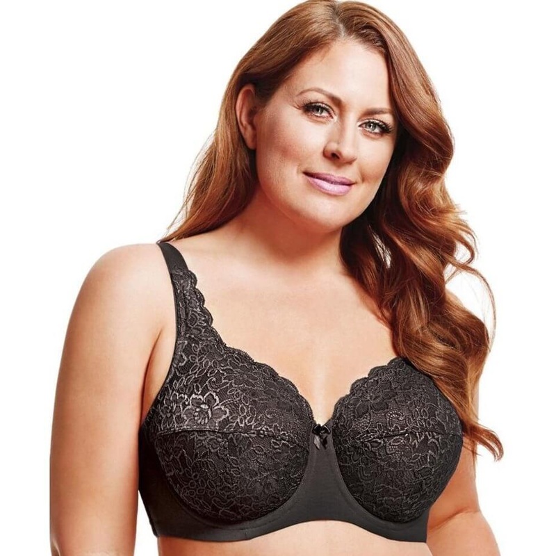 Elila Full Coverage Stretch Lace Underwired Bra – Black 34E Black