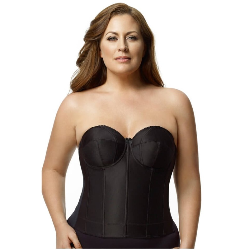 Elila Underwired Satin Strapless Longline – Black 34B Black
