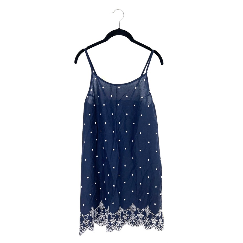 Navy Blue Polka Dot Lounge Dress – Small