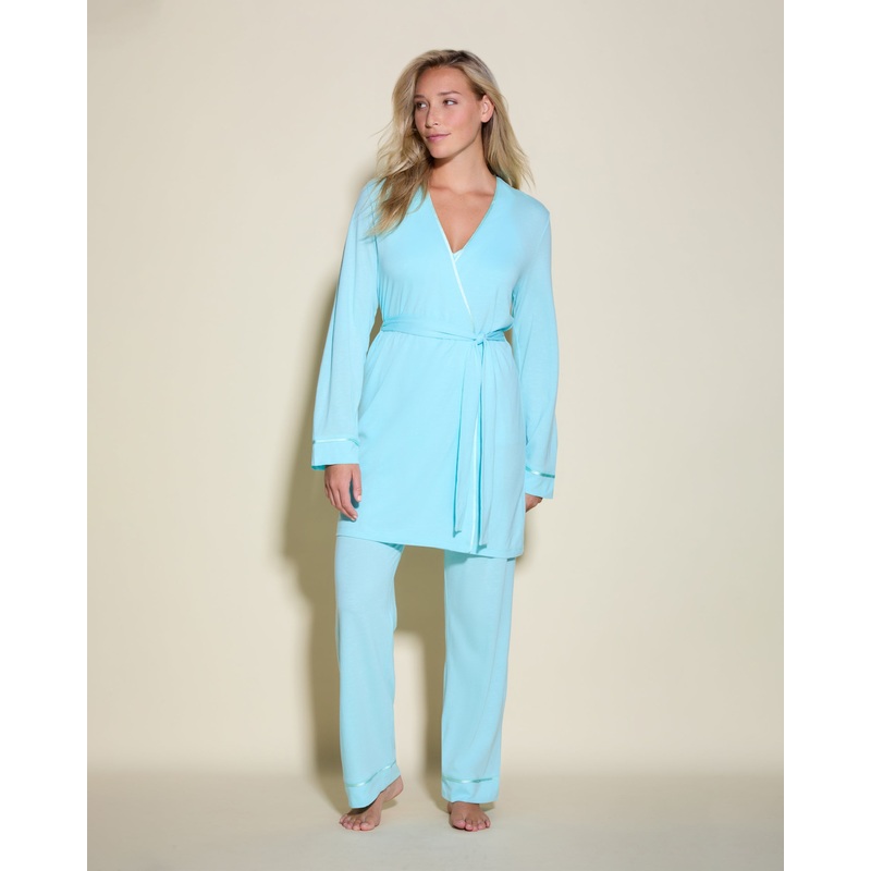 3 Piece Pajama Set With Robe Maldives/Lagoon Mint XS