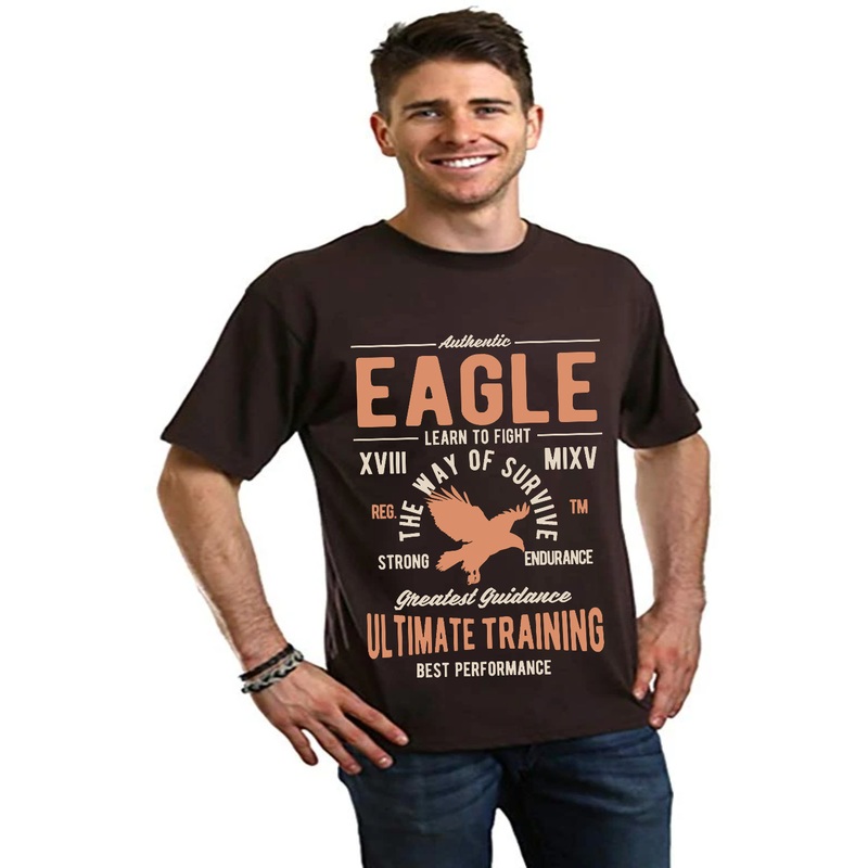 Eagle Men’s Bamboo Viscose/Organic Cotton Short Sleeve Graphic T-Shirt Medium Black