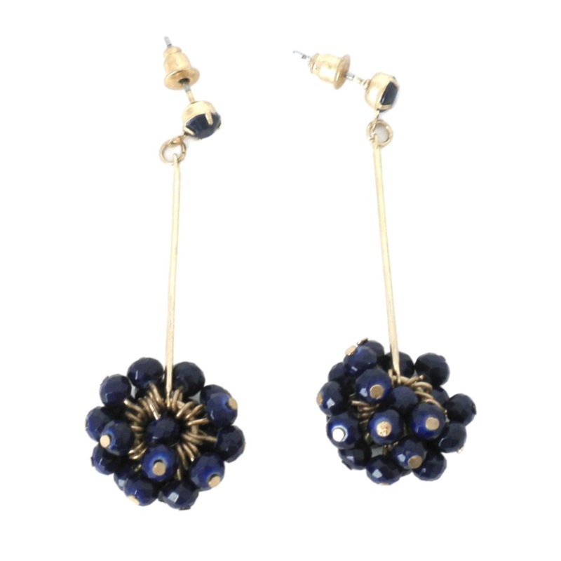 Gold and Navy Blue Earrings