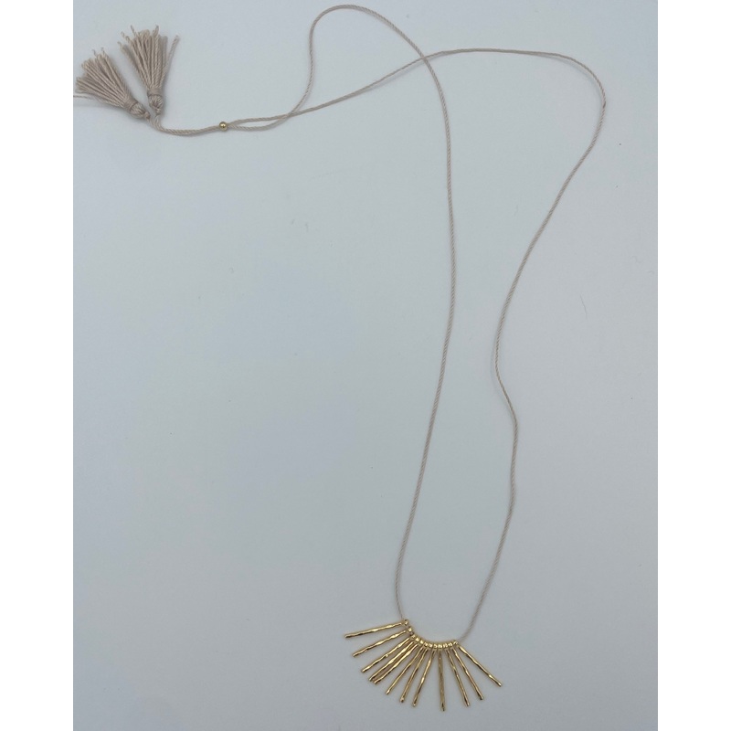 Gorjana Pink String Necklace With Gold Tassel Detail