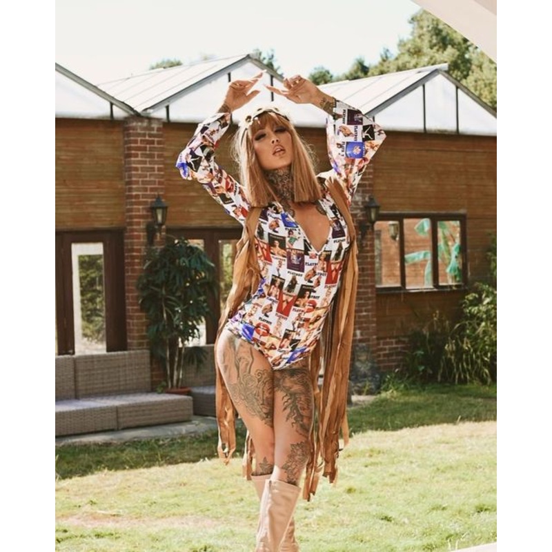 Playboy Groovy Babe Costume Small Brown/Multi