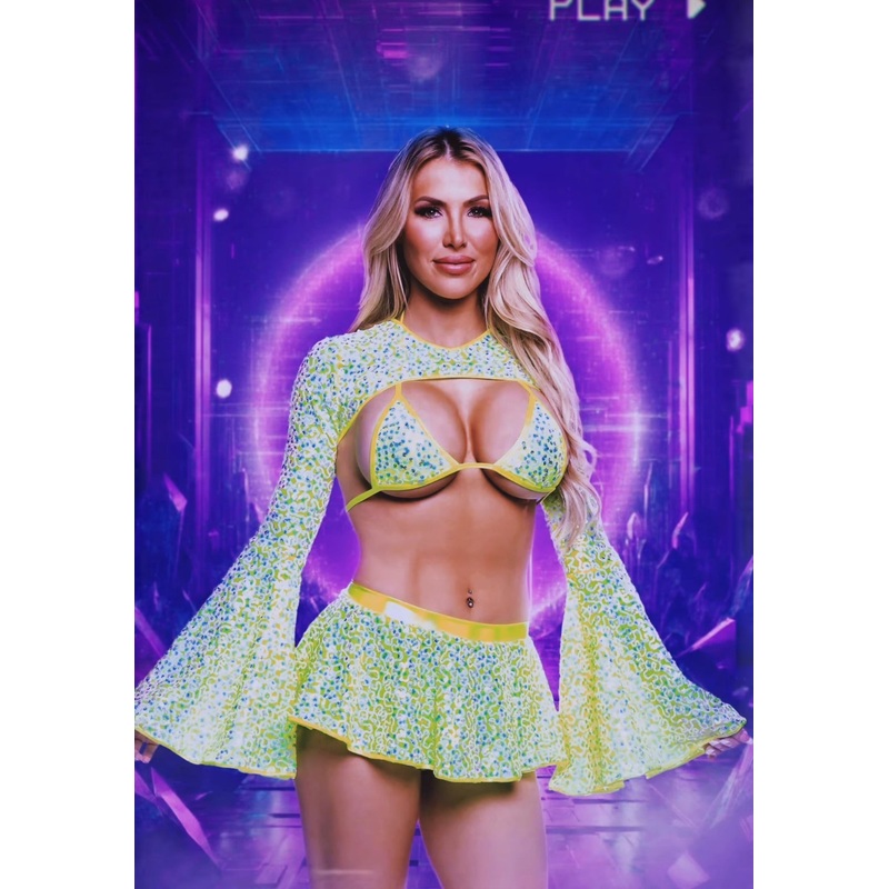 Sequin Mini Skirt Neon Yellow Small/Medium