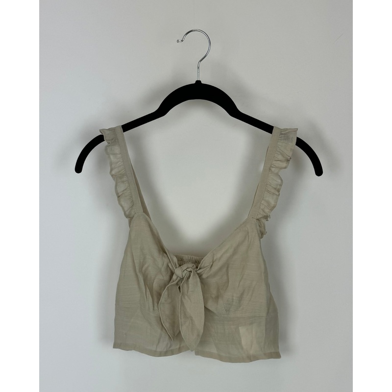 Tan Front Tie Cropped Tank Top – Size 2/4