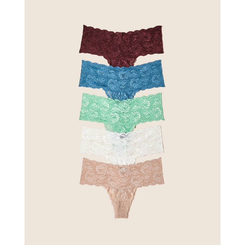 Comfie Thong 5 Pack Malawi Vino Ghana Green Sette Moon Ivory S/M