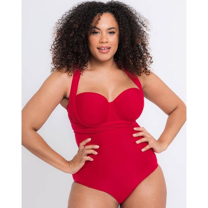 Curvy Kate Wrapsody Bandeau One Piece Swimsuit – Red 34DD/E