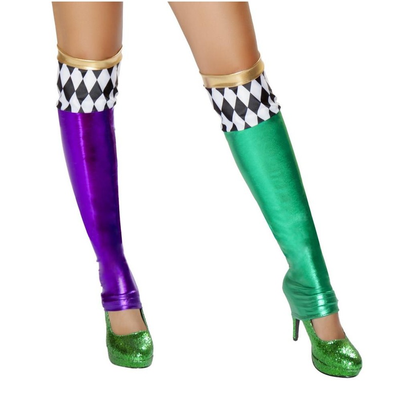 Pair of Purple and Green Metallic Leggings One Size Green/Purple