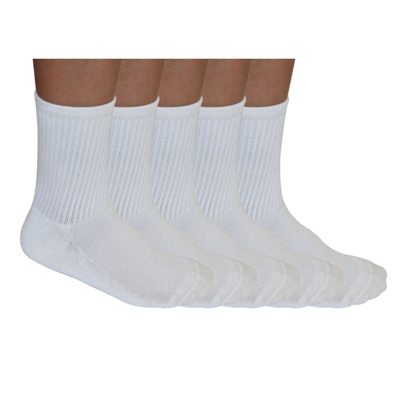 3/4 Crew Athletic Bamboo Viscose Socks Unisex White Color – 5-pack Medium