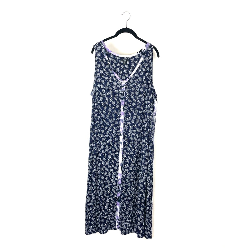 Blue And Purple Floral Lounge Dress – 1X