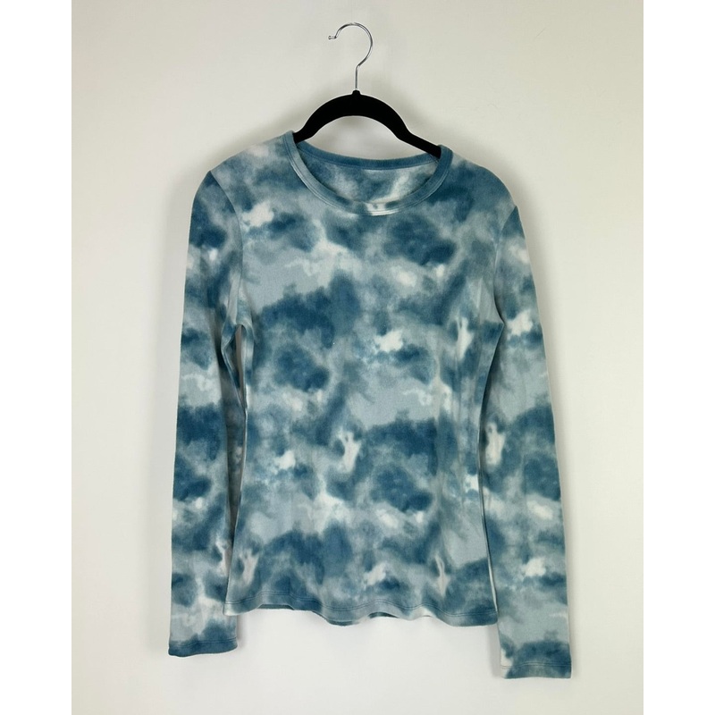 Blue And White Fleece Tie-Dye Top – Size 2/4