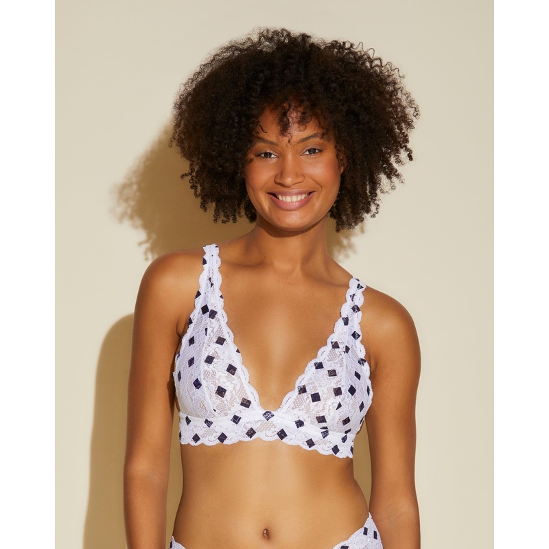 Bralette A Triangolo Alto Diamond Navy S