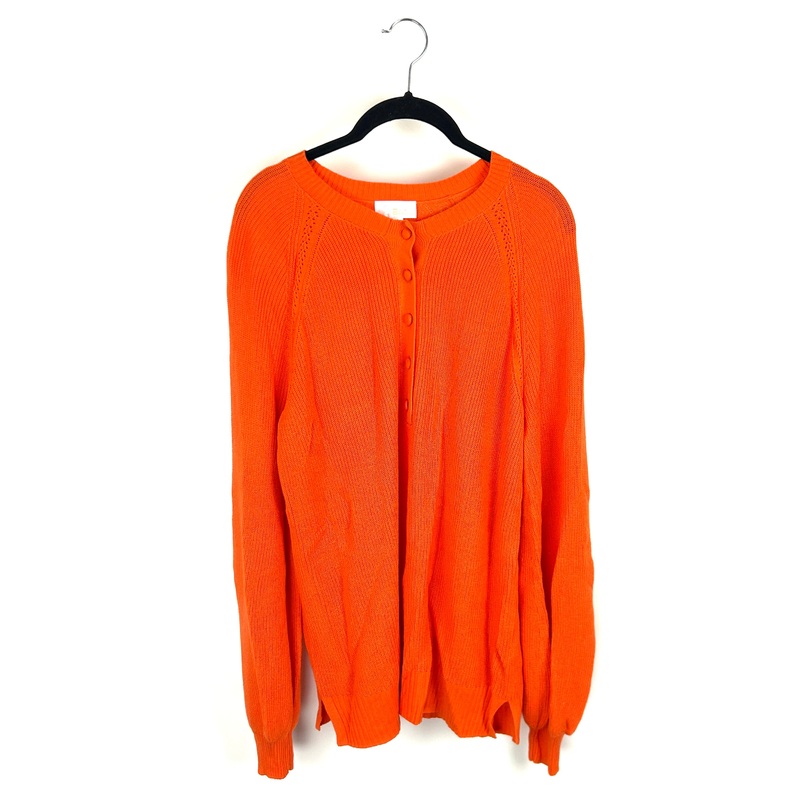 Bright Orange Half Button Up Sweater Top – Size 6/8