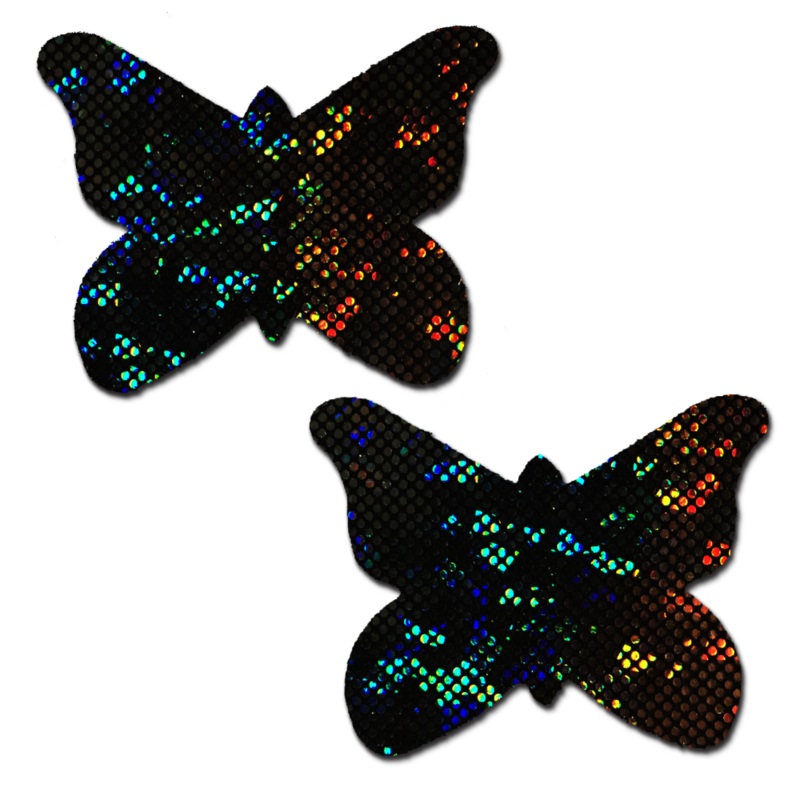 Butterfly: Shattered Glass Disco Ball Glitter Butterflies Nipple Pasties by Pastease o/s Black