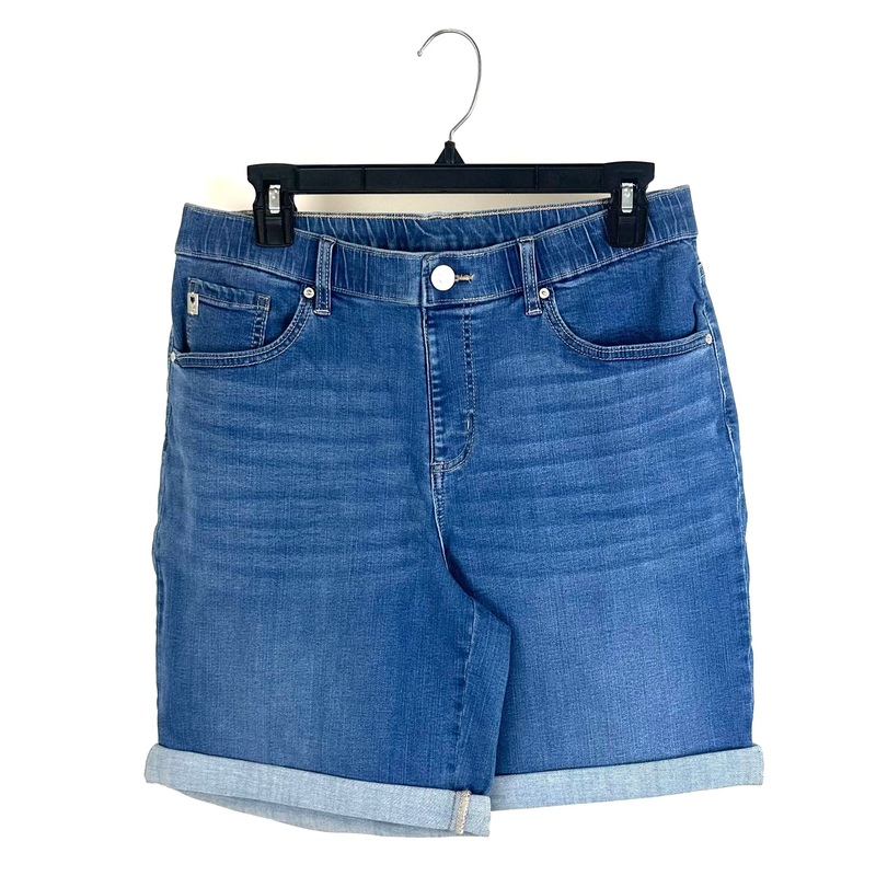 Dark Wash Elastic Waistband Jean Shorts – Size 12