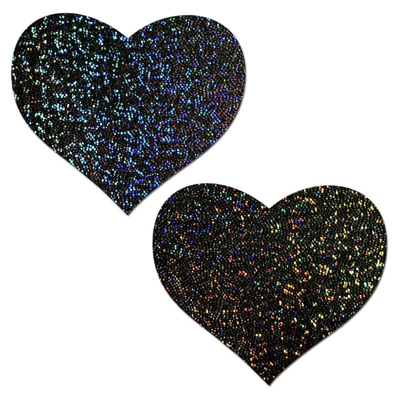 Glitter Heart Nipple Pasties by Pastease Black