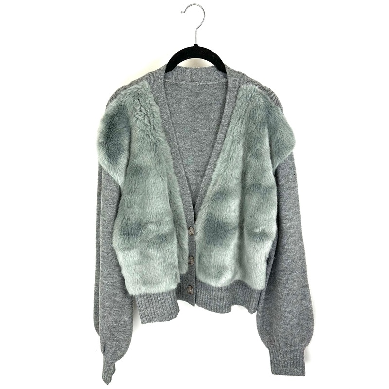 Gray Faux Fur Cardigan – Size 2/4
