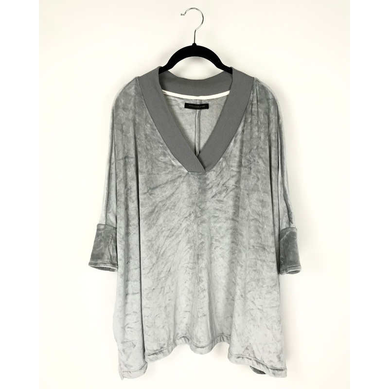Grey Velour Oversized Top – Medium
