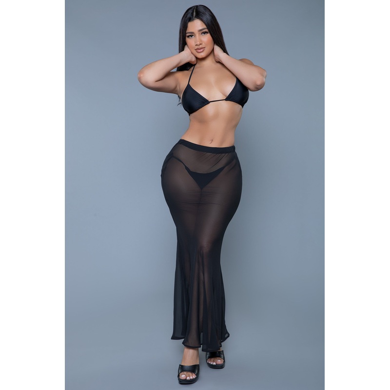 Juliet Sheer Maxi Cover-Up Skirt Black S/M