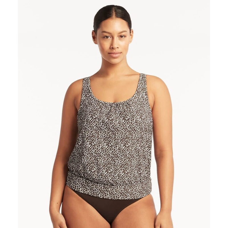 Sea Level Wild Cat Blouson A-DD Cup Tank Singlet Top – Espresso 4