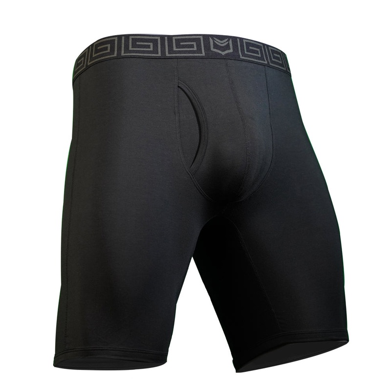 SHEATH V Bamboo Men’s 8″ Sports Performance Boxer Brief BLACK XS 24-26″