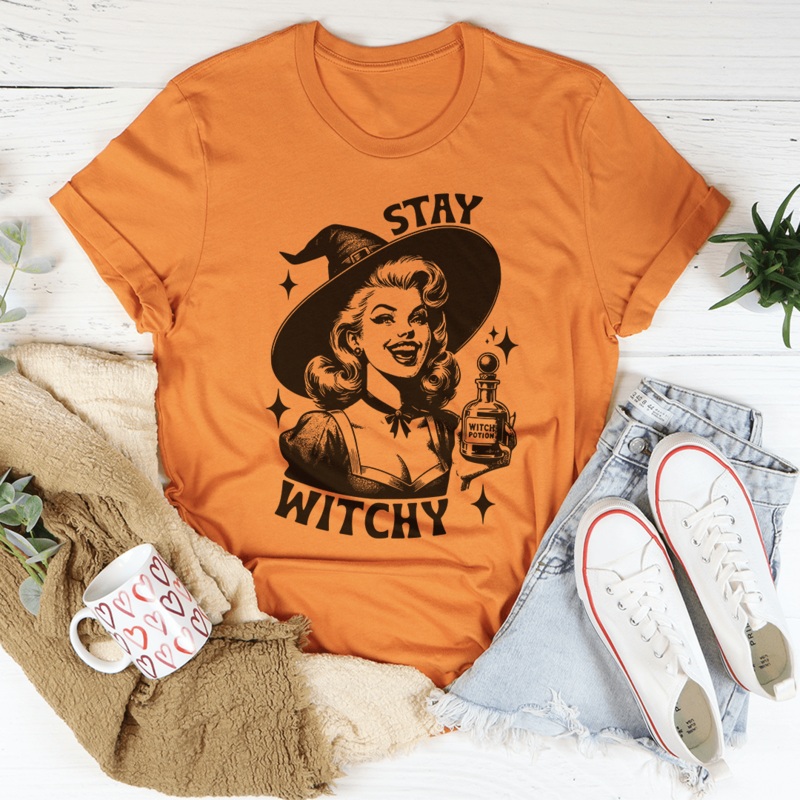 Stay Witchy Tee Heather Orange S