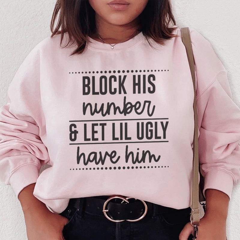 Block His Number Sweatshirt Light Pink S