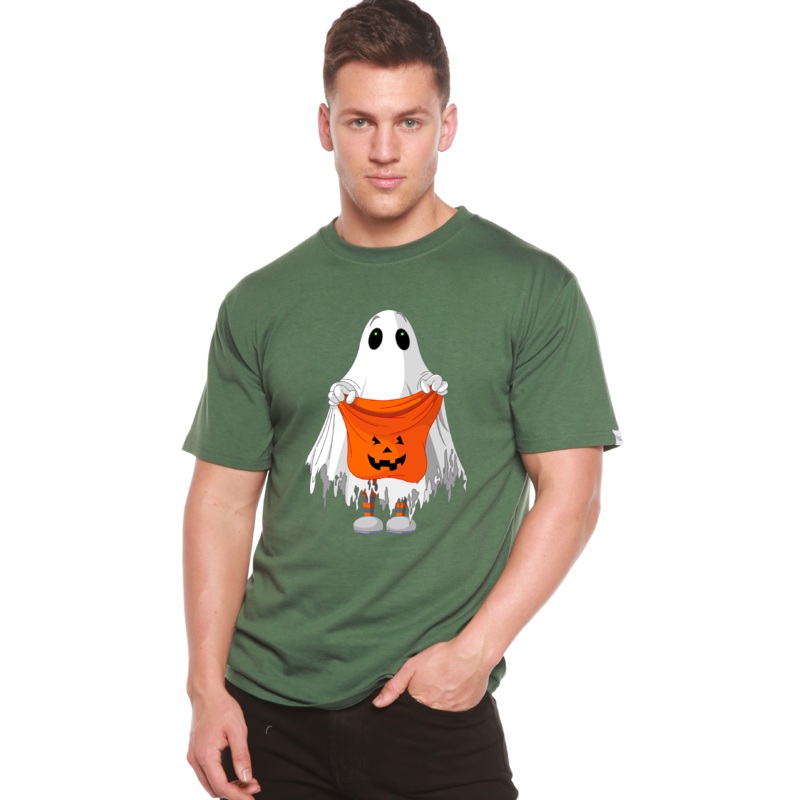 Boo Halloween Men’s Bamboo Viscose/Organic Cotton Short Sleeve Graphic T-Shirt Medium Black