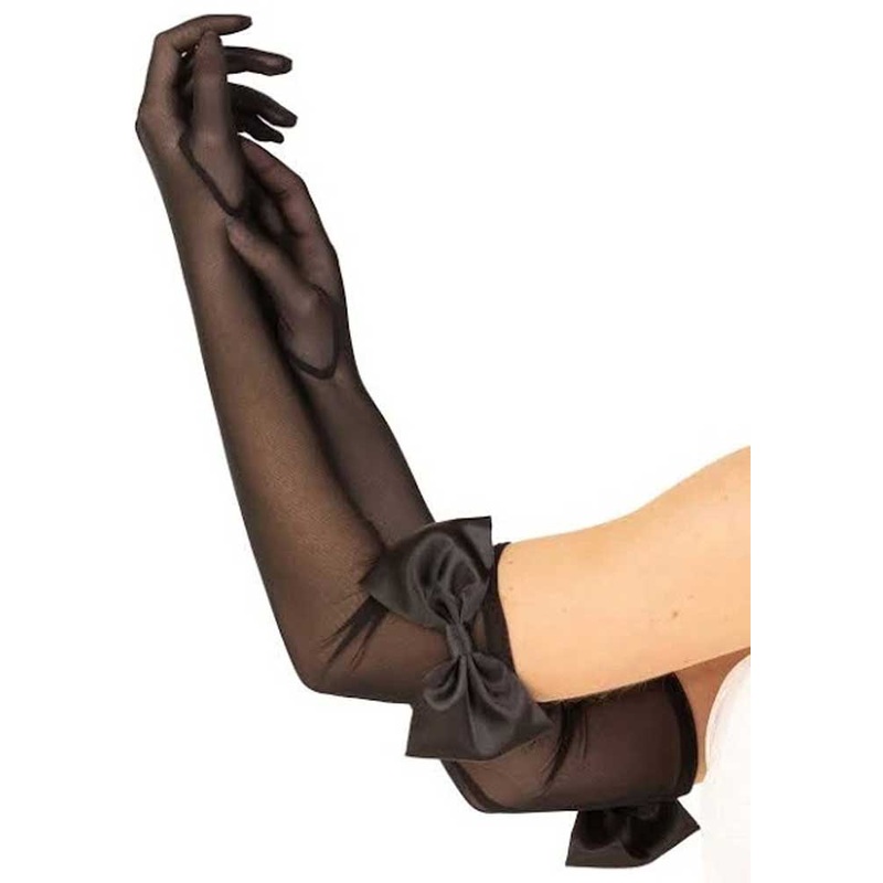 Bow Top Mesh Gloves – One Size – Black