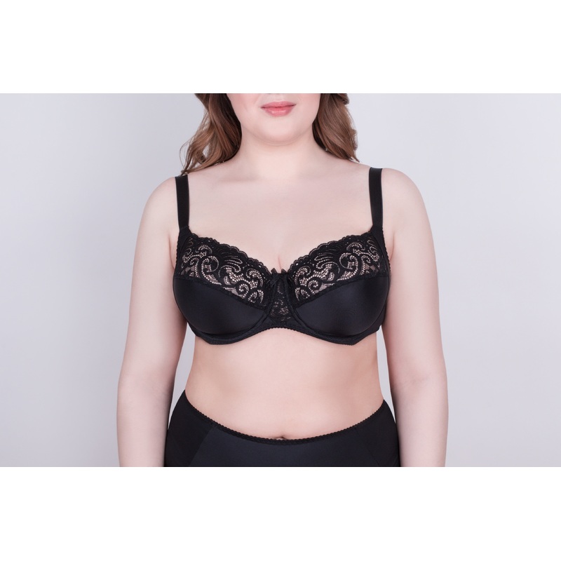 Bra Milavitsa 120151 – Elastic & Lace, Double-Segment Cups, Wide Straps 70E Black