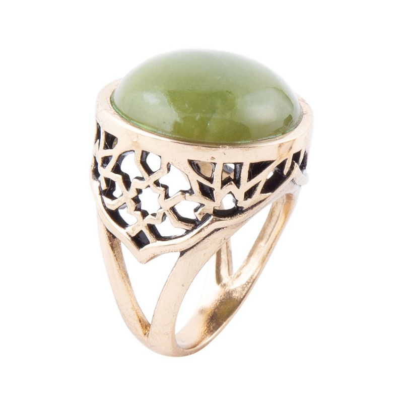 Green Canadian Jade Golden Statement Ring 7