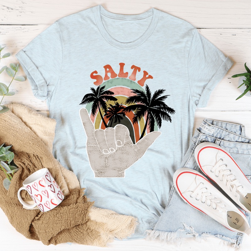 Salty Tee Heather Prism Ice Blue S