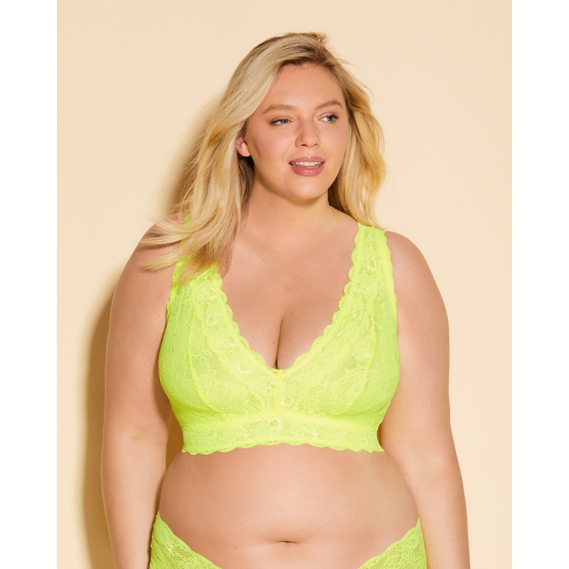 Ultra Curvy Longline-Bralette Plungie Neon Yellow XS