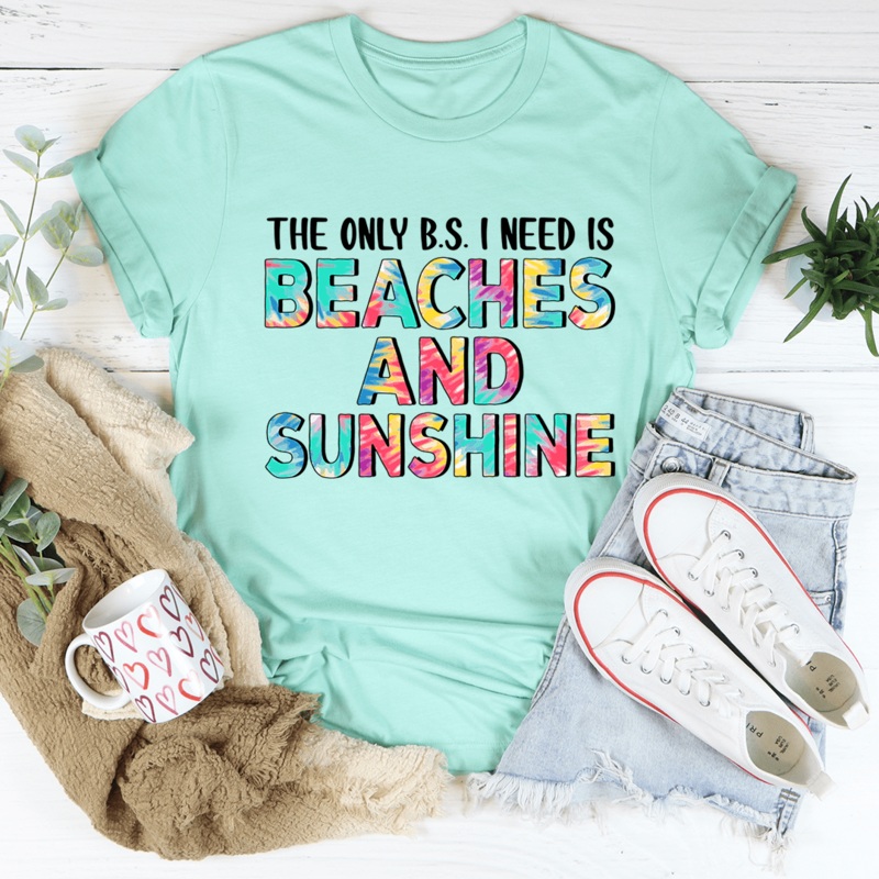 Beaches And Sunshine Tee Heather Mint S