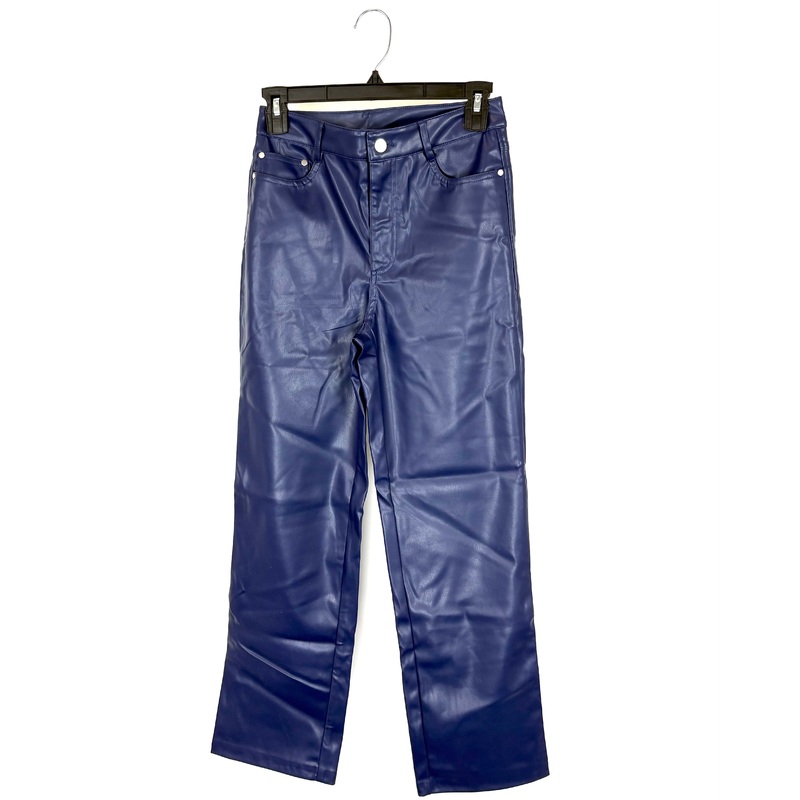 Blue Faux Leather Pant – Size 0