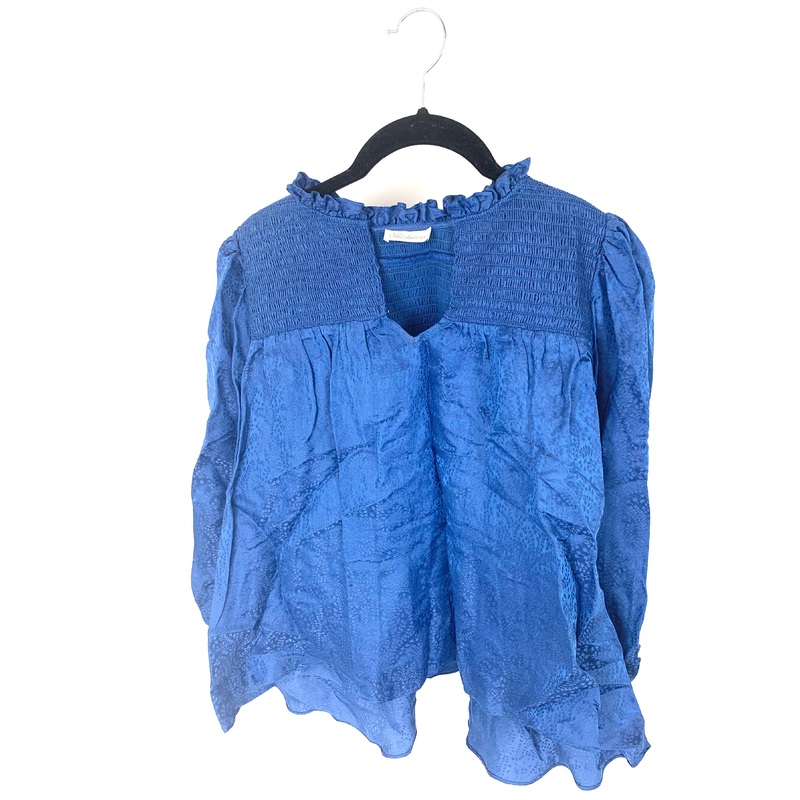 Denim Leaf Printed Blouse – Size 4/6