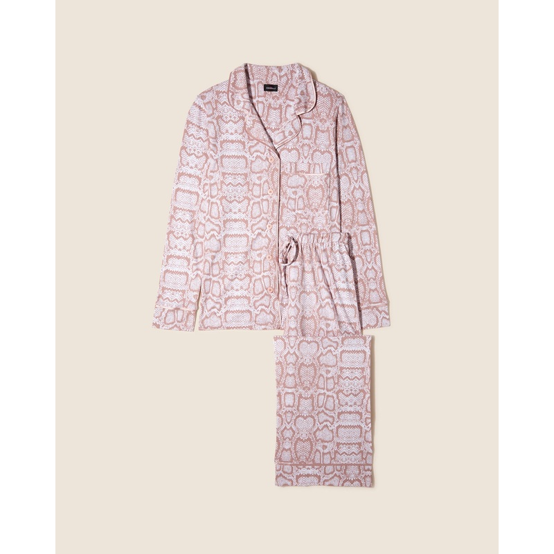 Pigiama Petite Stampato Con Top A Maniche Lunghe E Pantaloni Mandorla Snake/Mandorla PS