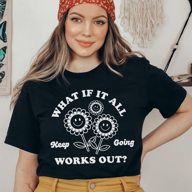 What If It All Works Out Tee Black Heather S