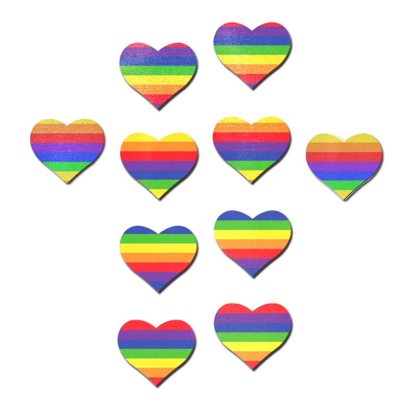 Body Minis: 10 Mini Rainbow Hearts Nipple & Body Pasties by Pastease Rainbow