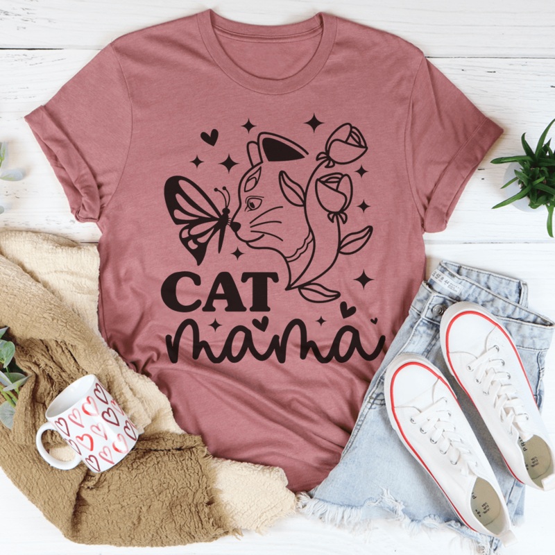 Cat Mama Tee Mauve S