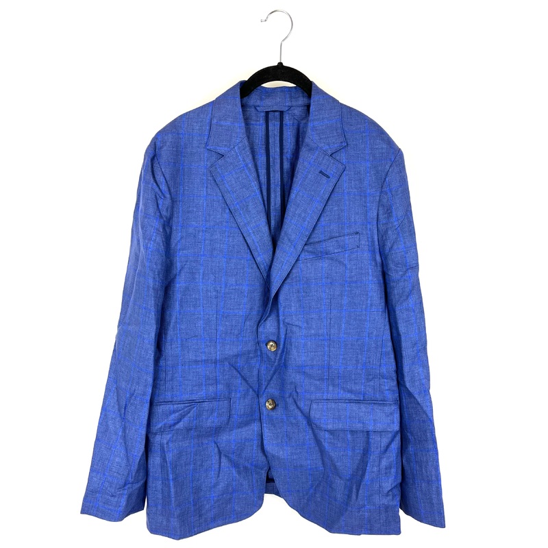 MENS Navy Blue Plaid Slim Fit – Size 40R