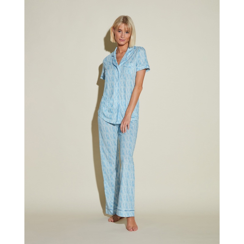 Pigiama Con Top A Manica Corta E Pantaloni India Diamond/ Aasmani Blue XS