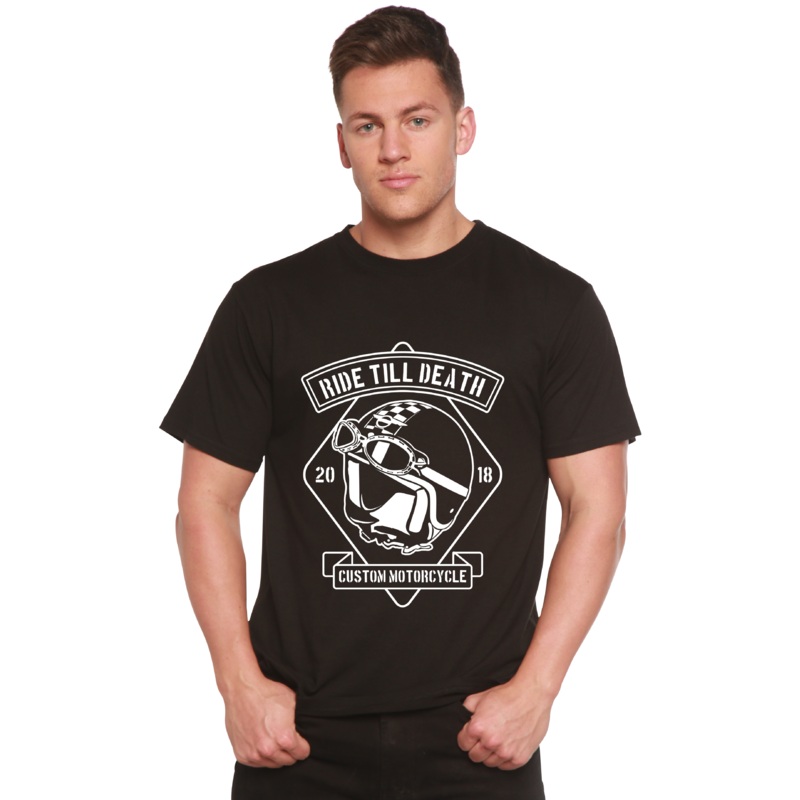 Ride Till Death Spun Bamboo Men’s Bamboo Viscose/Organic Cotton Short Sleeve Graphic T-Shirt Medium Black