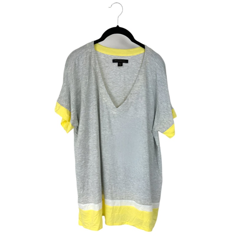 Grey and Yellow V-Neck Pajama Top – 1X
