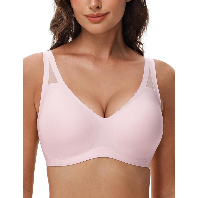 Seamless Wireless V-Neck Bra Light Pink Small