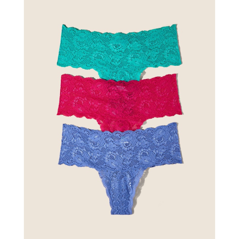 Tanga Comfie, 3Er-Pack Portofino Blue Flori Pink Addy Green S/M