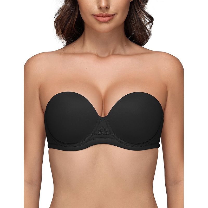 Wingslove Women’s Strapless Full Figure Bra Underwire Multiway Contour Plus Size Bra Black 32B