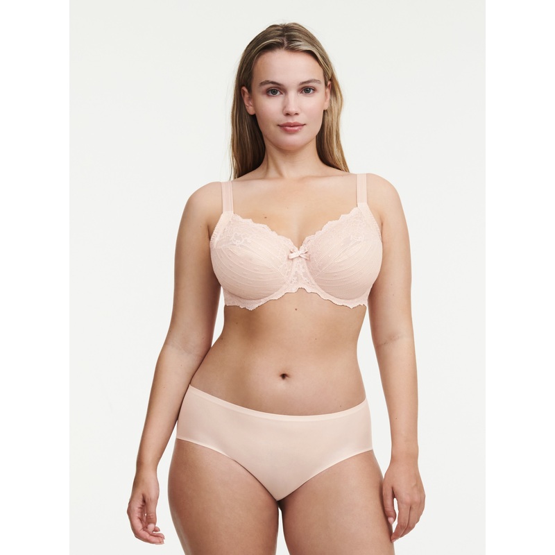 Chantelle Reve Gauche Lace Full Coverage Bra 32E Rose Petal/Nude