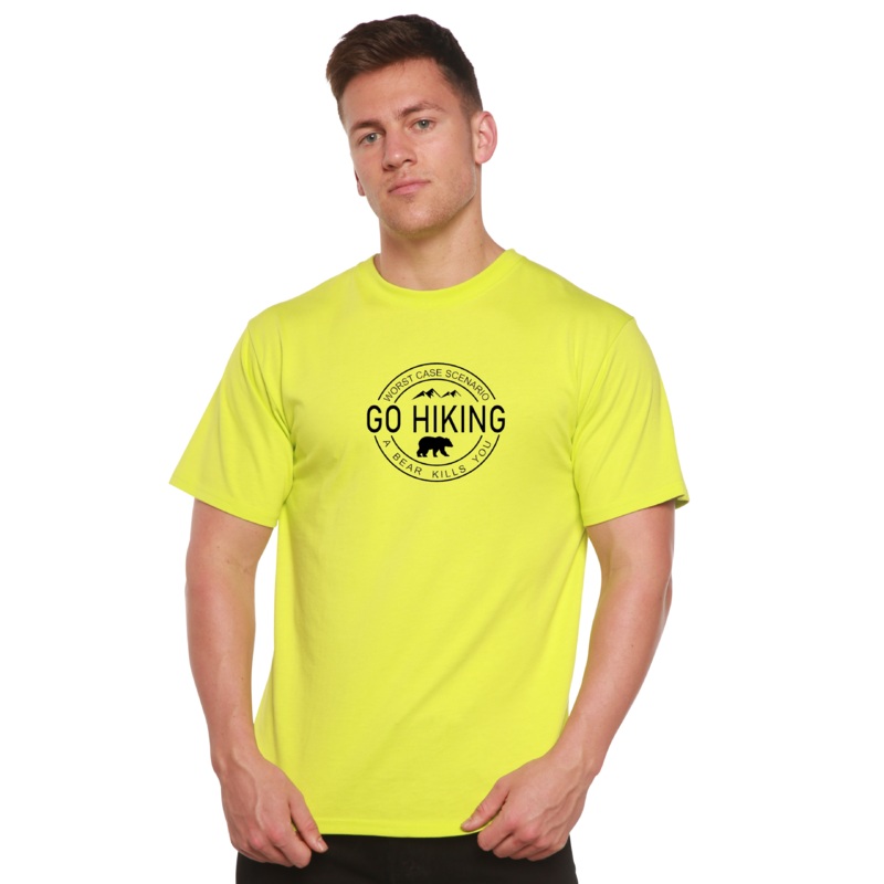 Go Hiking Men’s Bamboo Viscose/Organic Cotton Short Sleeve Graphic T-Shirt Medium Black